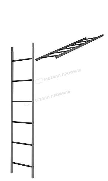 Лестница кровельная стеновая дл. 1860 мм без кронштейнов (9005) ― купить в Компании Металл Профиль по умеренной цене.